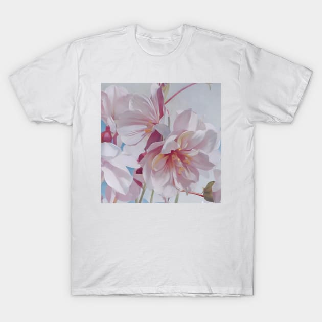 White with Burgundy Floral T-Shirt by DANAROPER